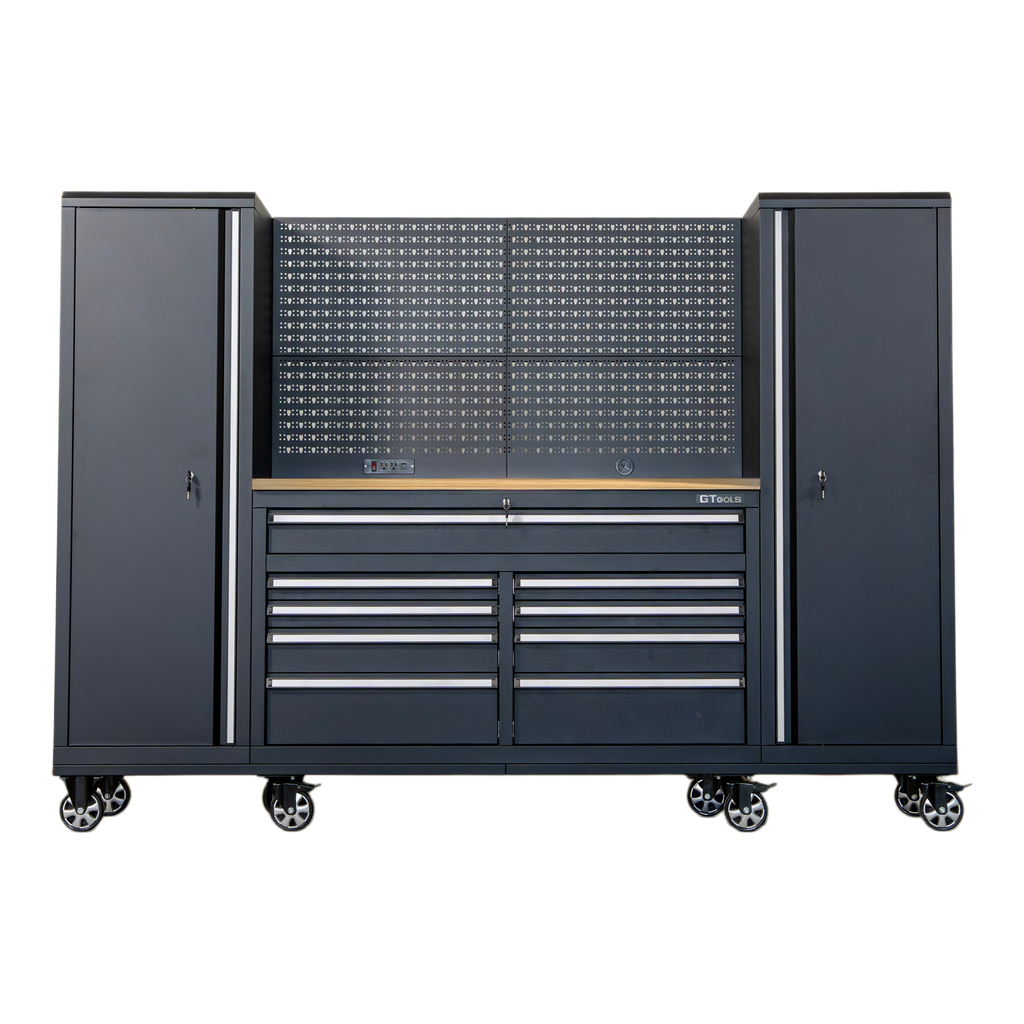 OCTOBER 100" Rolling Tool Chest Workstation with Bench Top & Side Cabinets