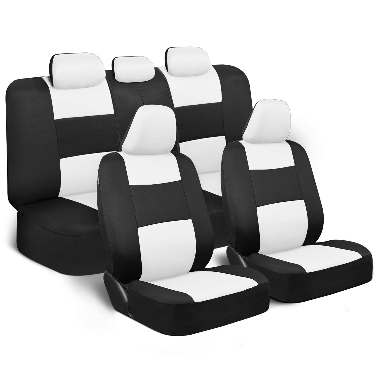 BDK PolyPro Car Seat Covers Full Set in Charcoal on Black – Front and Rear Split Bench for Cars, Easy to Install Cover Set, Accessories Auto Trucks Van SUV