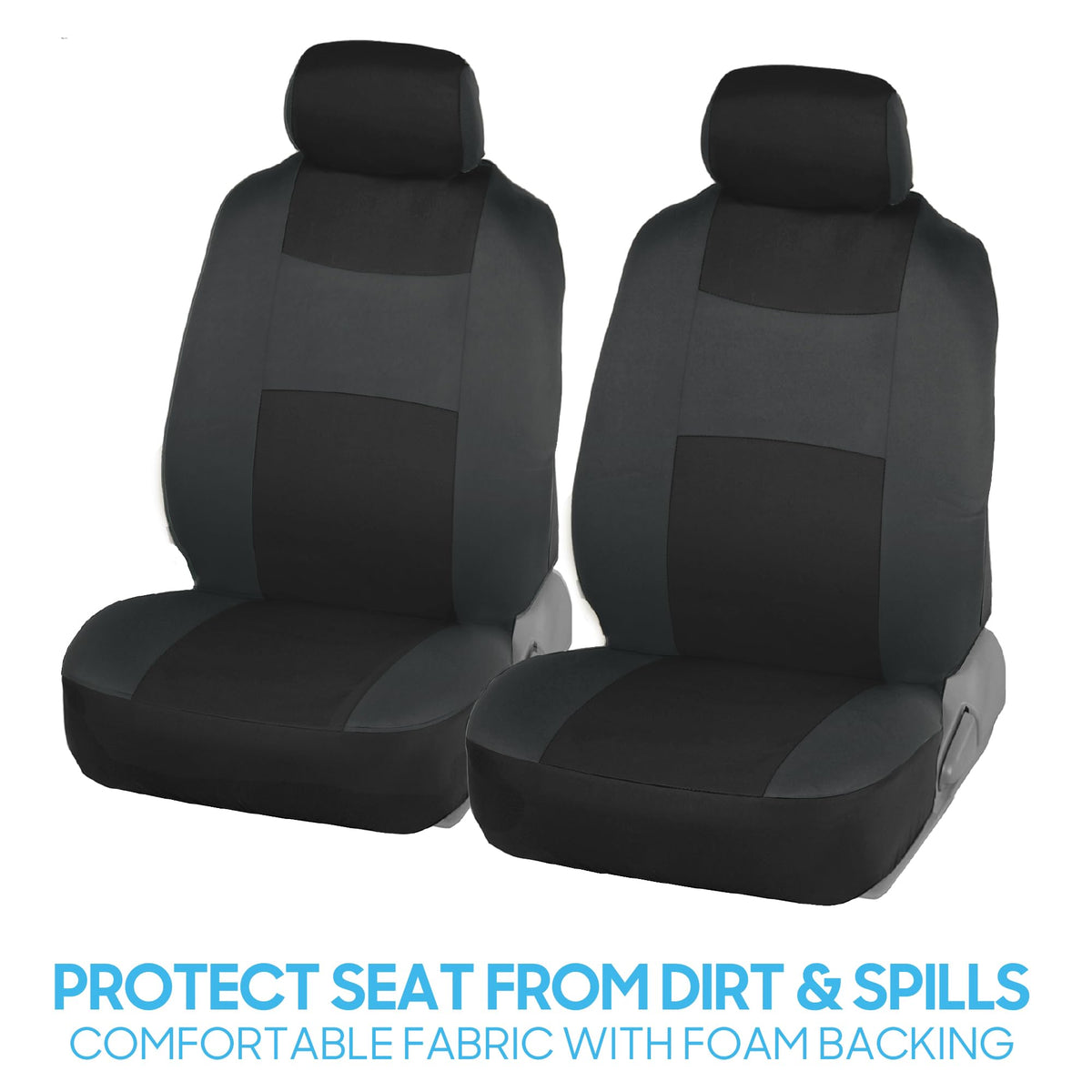 BDK PolyPro Car Seat Covers Full Set in Charcoal on Black – Front and Rear Split Bench for Cars, Easy to Install Cover Set, Accessories Auto Trucks Van SUV