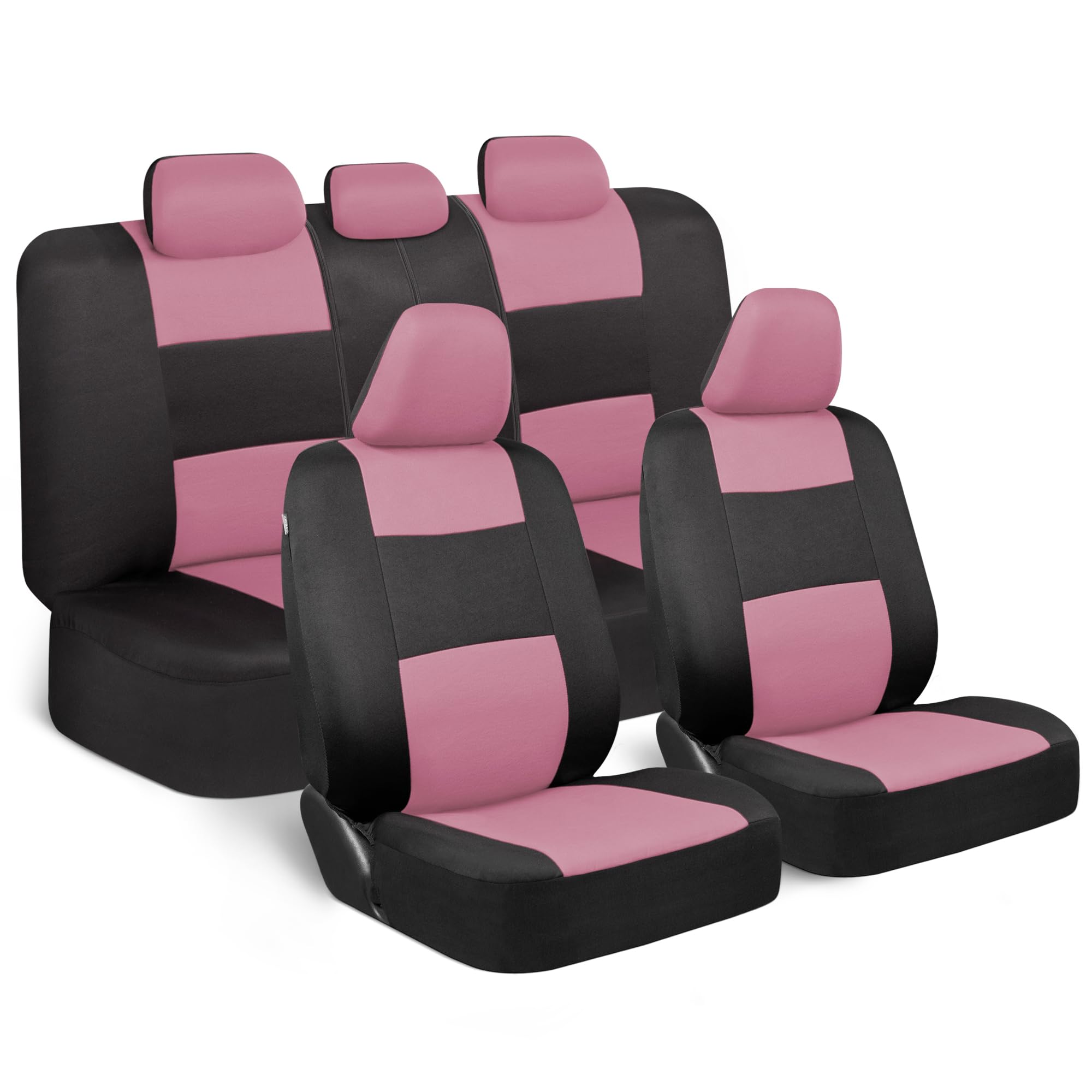 BDK PolyPro Car Seat Covers Full Set in Charcoal on Black – Front and Rear Split Bench for Cars, Easy to Install Cover Set, Accessories Auto Trucks Van SUV
