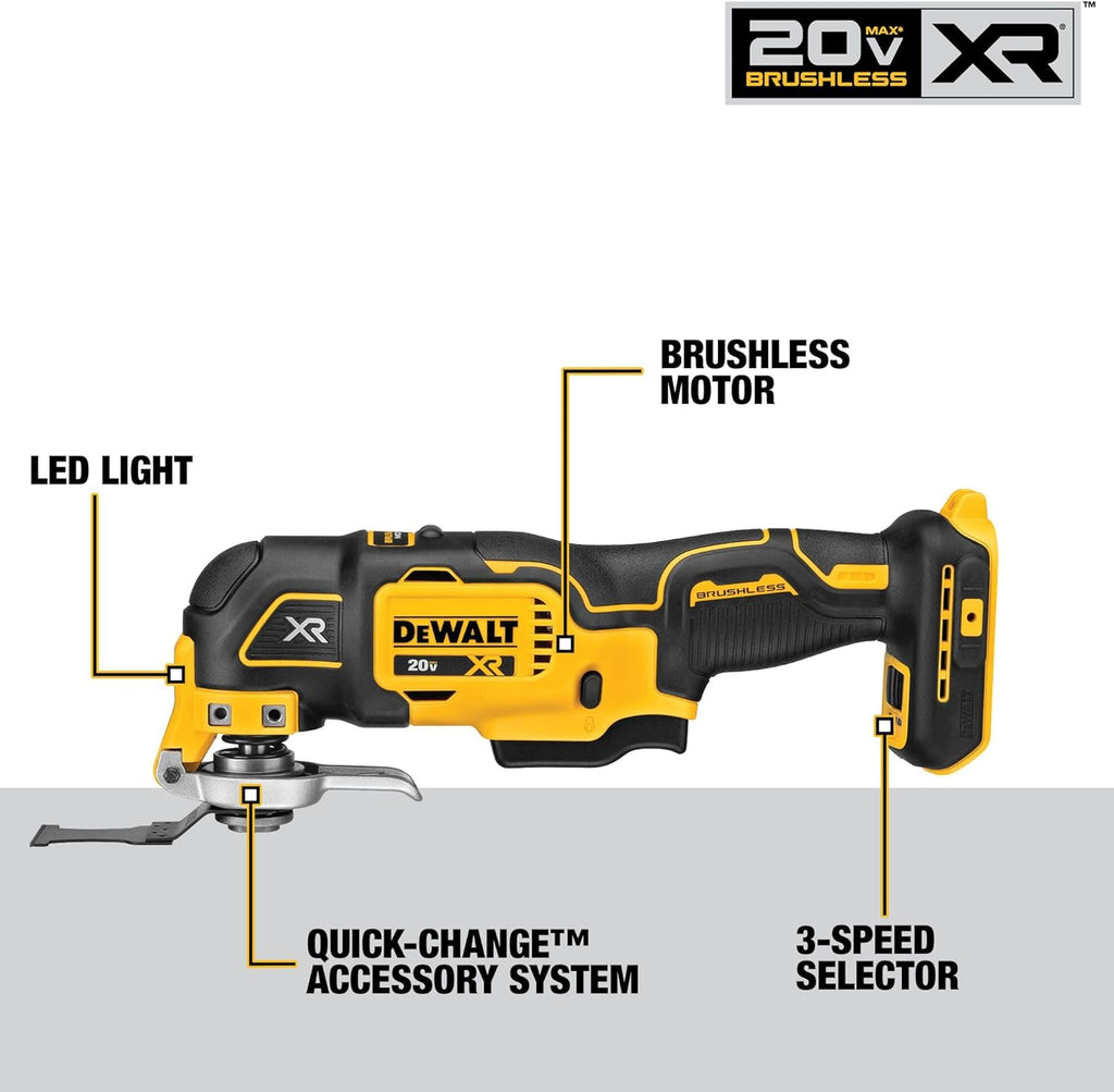 DEWALT 20V MAX 5Ah, Brushless 9 Power Tools with Battery, Charger, Drill, Impact Driver, Reciprocating Saw, Circular Saw, Oscillating Tool, Grinder, Orbit Sander, Impact Wrench, Flashlight (DCK921P1)
