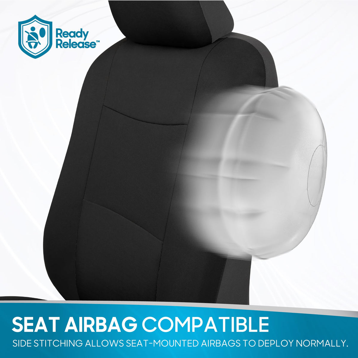 BDK PolyPro Car Seat Covers Full Set in Charcoal on Black – Front and Rear Split Bench for Cars, Easy to Install Cover Set, Accessories Auto Trucks Van SUV