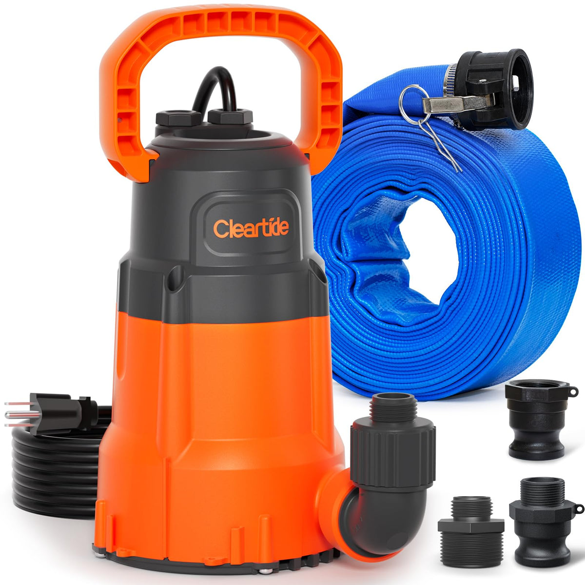 Cleartide 1/3 HP Submersible Utility Pump, 2790 GPH High Flow, Portable Sump Pump with Auto Water Sensor, Ideal for Pool, Flooded Basement, Hot Tub, Pond and Garden Draining