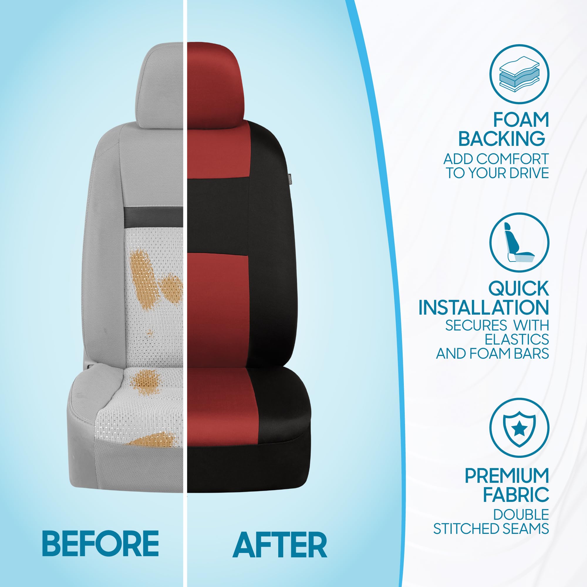 BDK PolyPro Car Seat Covers Full Set in Charcoal on Black – Front and Rear Split Bench for Cars, Easy to Install Cover Set, Accessories Auto Trucks Van SUV