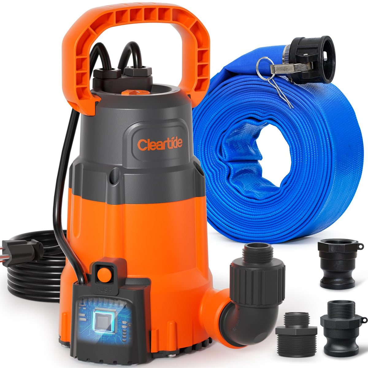 Cleartide 1/3 HP Submersible Utility Pump, 2790 GPH High Flow, Portable Sump Pump with Auto Water Sensor, Ideal for Pool, Flooded Basement, Hot Tub, Pond and Garden Draining