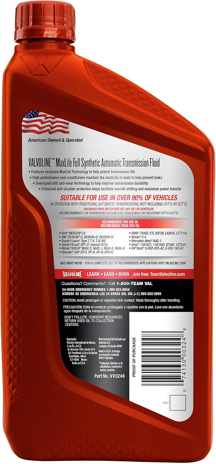 Valvoline MaxLife Multi-Vehicle ATF Full Synthetic Automatic Transmission Fluid 1 Gallon