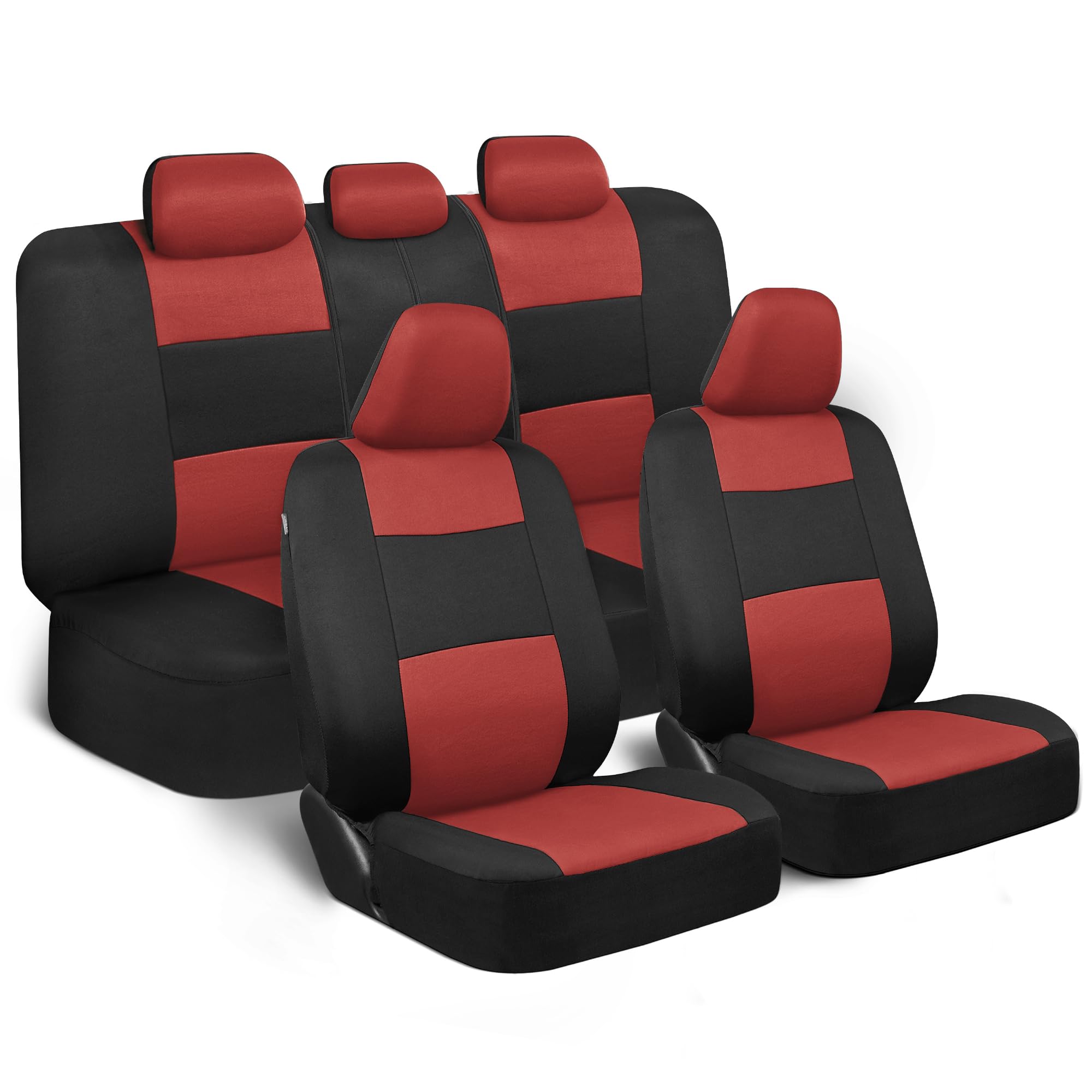 BDK PolyPro Car Seat Covers Full Set in Charcoal on Black – Front and Rear Split Bench for Cars, Easy to Install Cover Set, Accessories Auto Trucks Van SUV