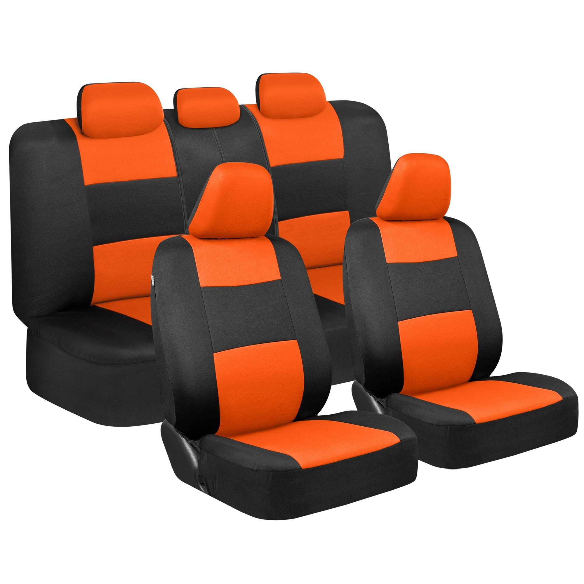BDK PolyPro Car Seat Covers Full Set in Charcoal on Black – Front and Rear Split Bench for Cars, Easy to Install Cover Set, Accessories Auto Trucks Van SUV