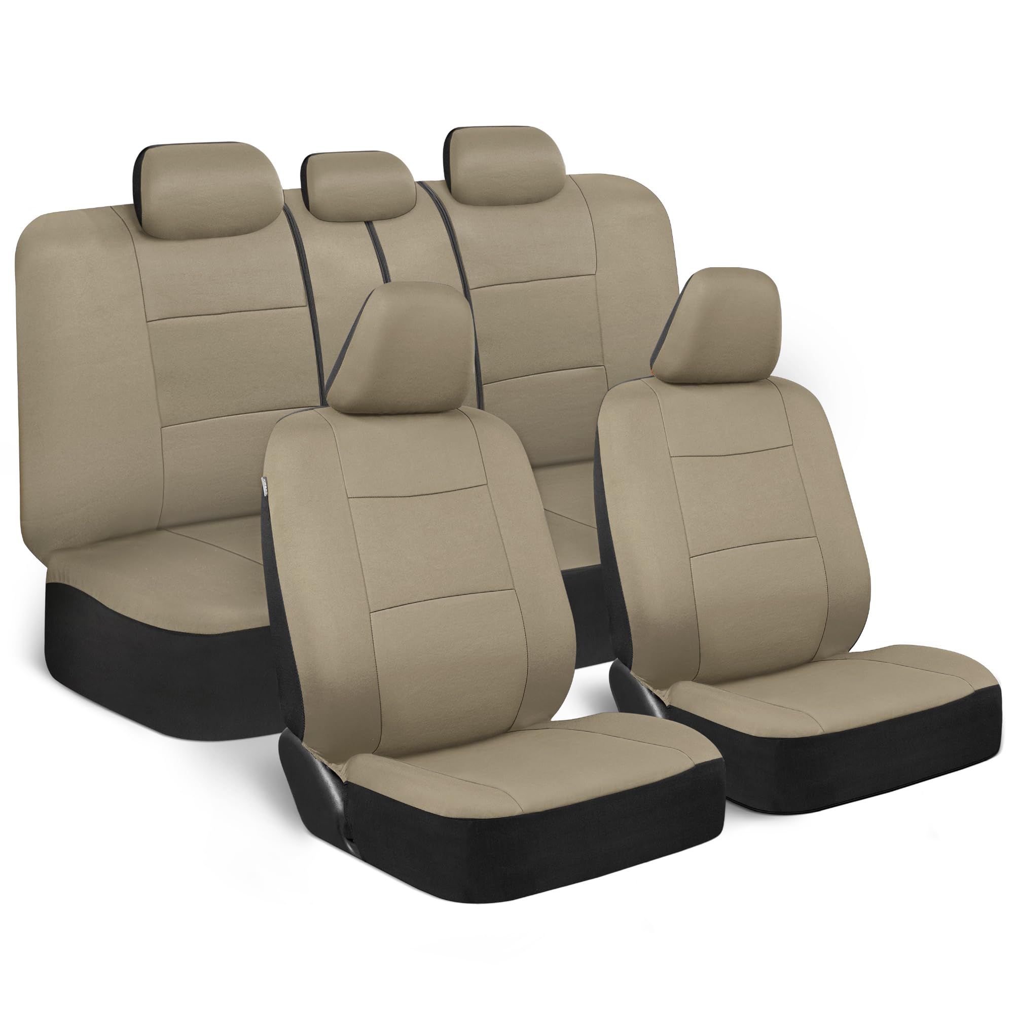 BDK PolyPro Car Seat Covers Full Set in Charcoal on Black – Front and Rear Split Bench for Cars, Easy to Install Cover Set, Accessories Auto Trucks Van SUV