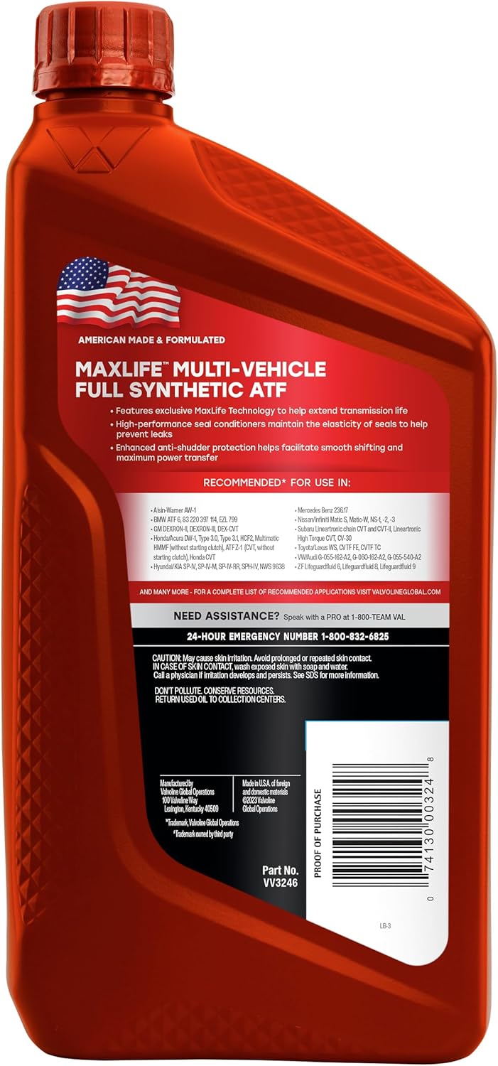 Valvoline MaxLife Multi-Vehicle ATF Full Synthetic Automatic Transmission Fluid 1 Gallon