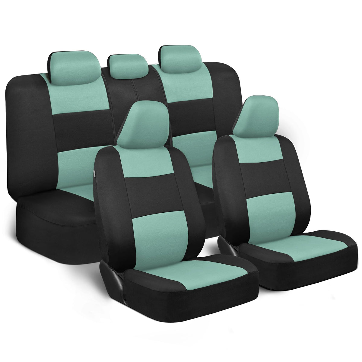 BDK PolyPro Car Seat Covers Full Set in Charcoal on Black – Front and Rear Split Bench for Cars, Easy to Install Cover Set, Accessories Auto Trucks Van SUV