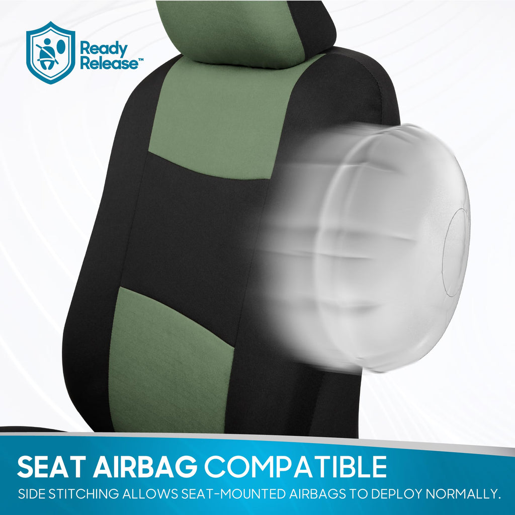 BDK PolyPro Car Seat Covers Full Set in Charcoal on Black – Front and Rear Split Bench for Cars, Easy to Install Cover Set, Accessories Auto Trucks Van SUV