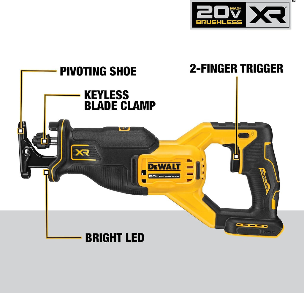 DEWALT 20V MAX 5Ah, Brushless 9 Power Tools with Battery, Charger, Drill, Impact Driver, Reciprocating Saw, Circular Saw, Oscillating Tool, Grinder, Orbit Sander, Impact Wrench, Flashlight (DCK921P1)