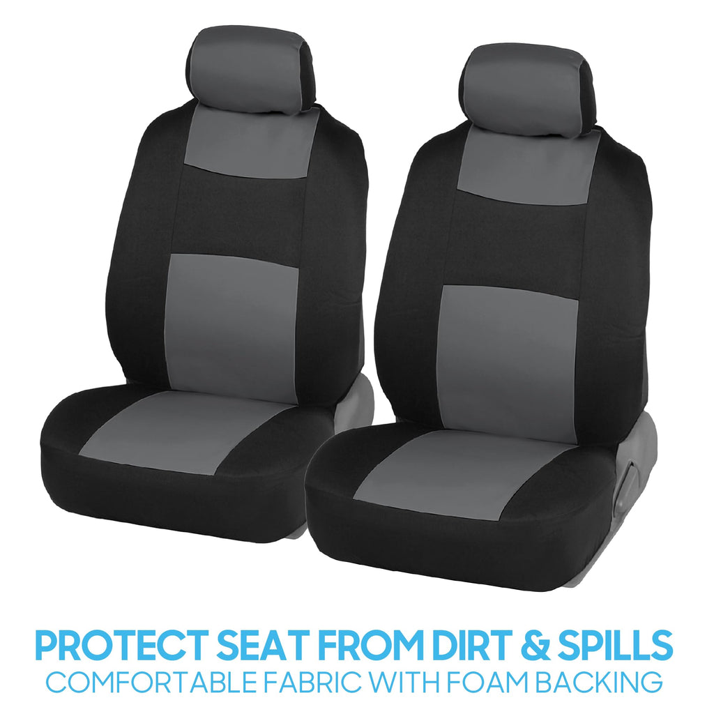 BDK PolyPro Car Seat Covers Full Set in Charcoal on Black – Front and Rear Split Bench for Cars, Easy to Install Cover Set, Accessories Auto Trucks Van SUV