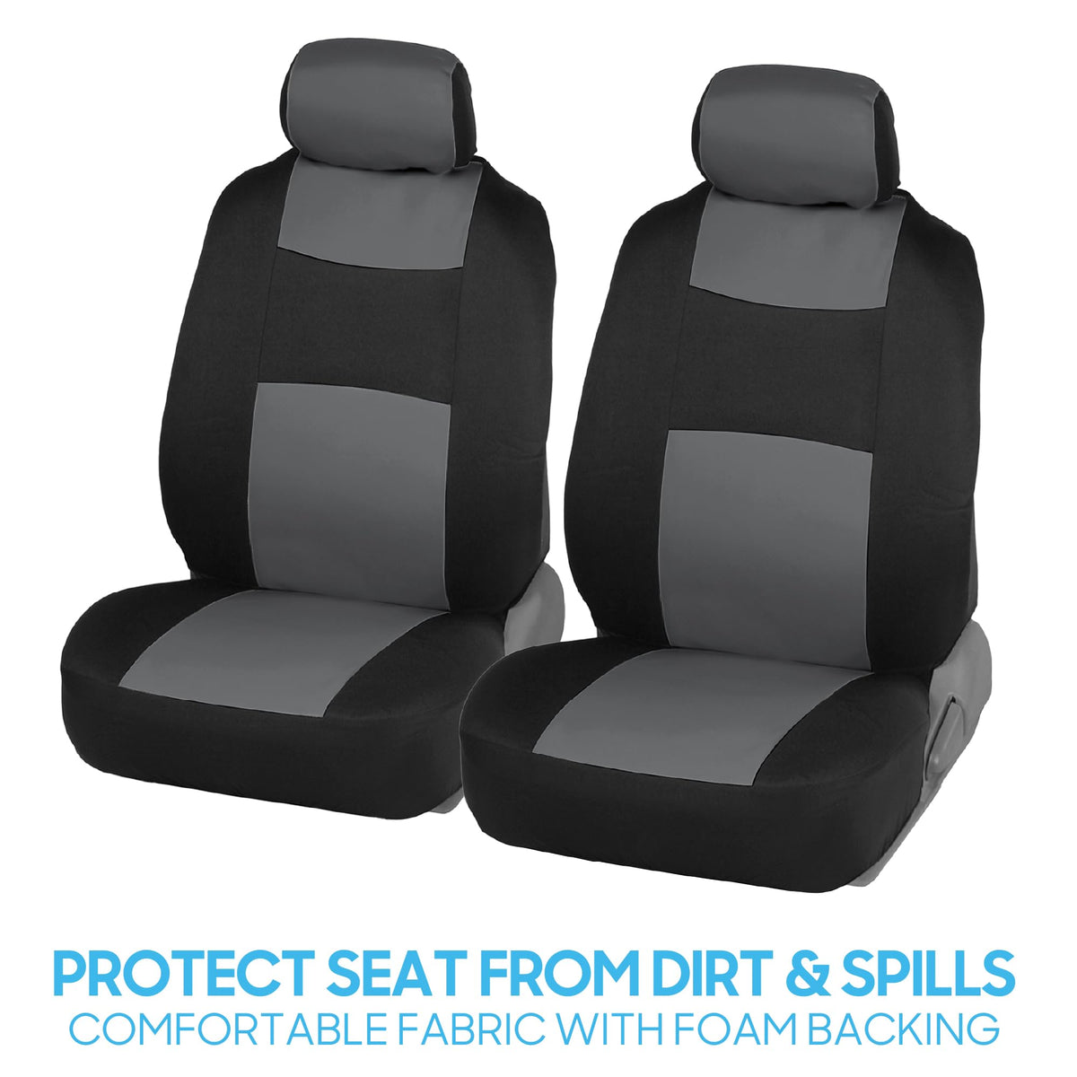 BDK PolyPro Car Seat Covers Full Set in Charcoal on Black – Front and Rear Split Bench for Cars, Easy to Install Cover Set, Accessories Auto Trucks Van SUV