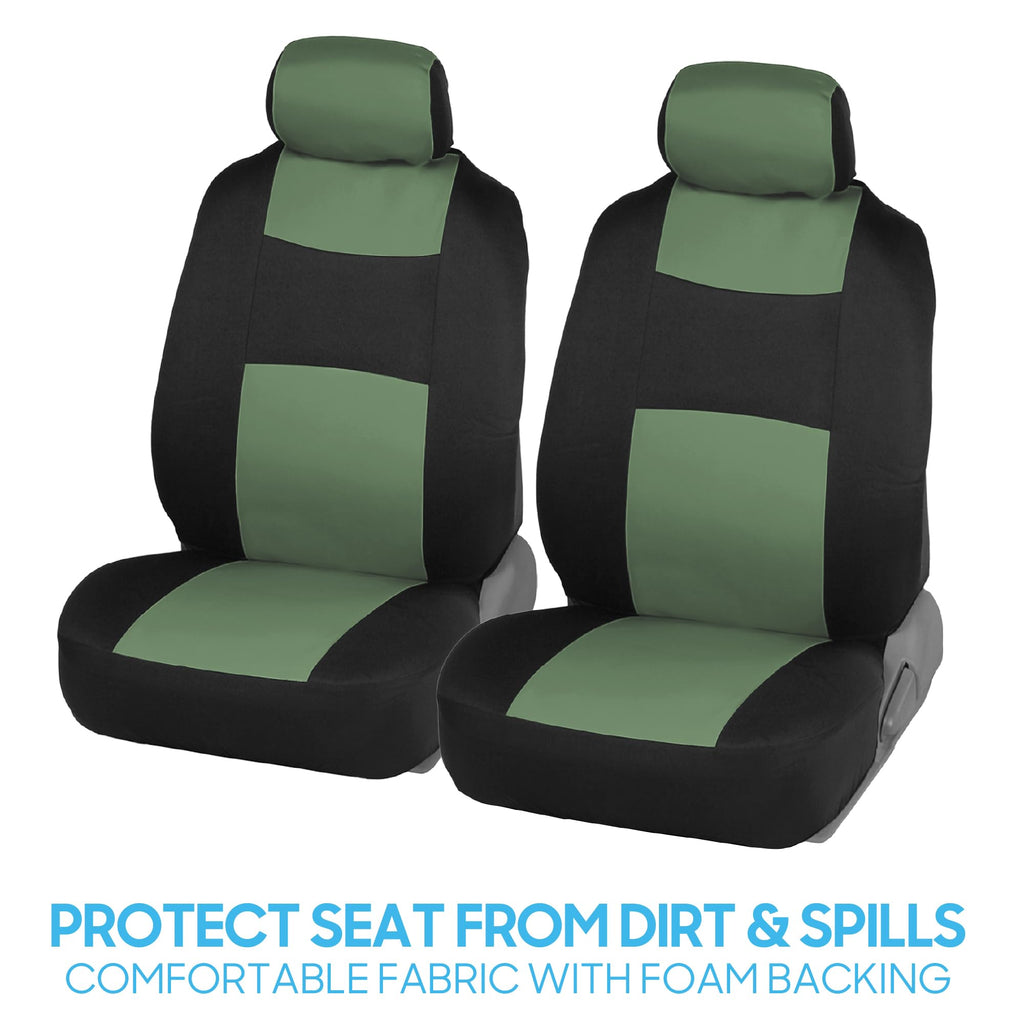 BDK PolyPro Car Seat Covers Full Set in Charcoal on Black – Front and Rear Split Bench for Cars, Easy to Install Cover Set, Accessories Auto Trucks Van SUV