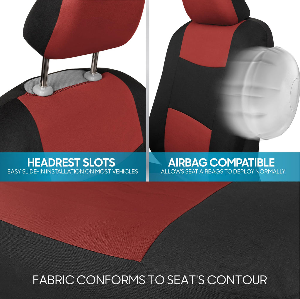 BDK PolyPro Car Seat Covers Full Set in Charcoal on Black – Front and Rear Split Bench for Cars, Easy to Install Cover Set, Accessories Auto Trucks Van SUV