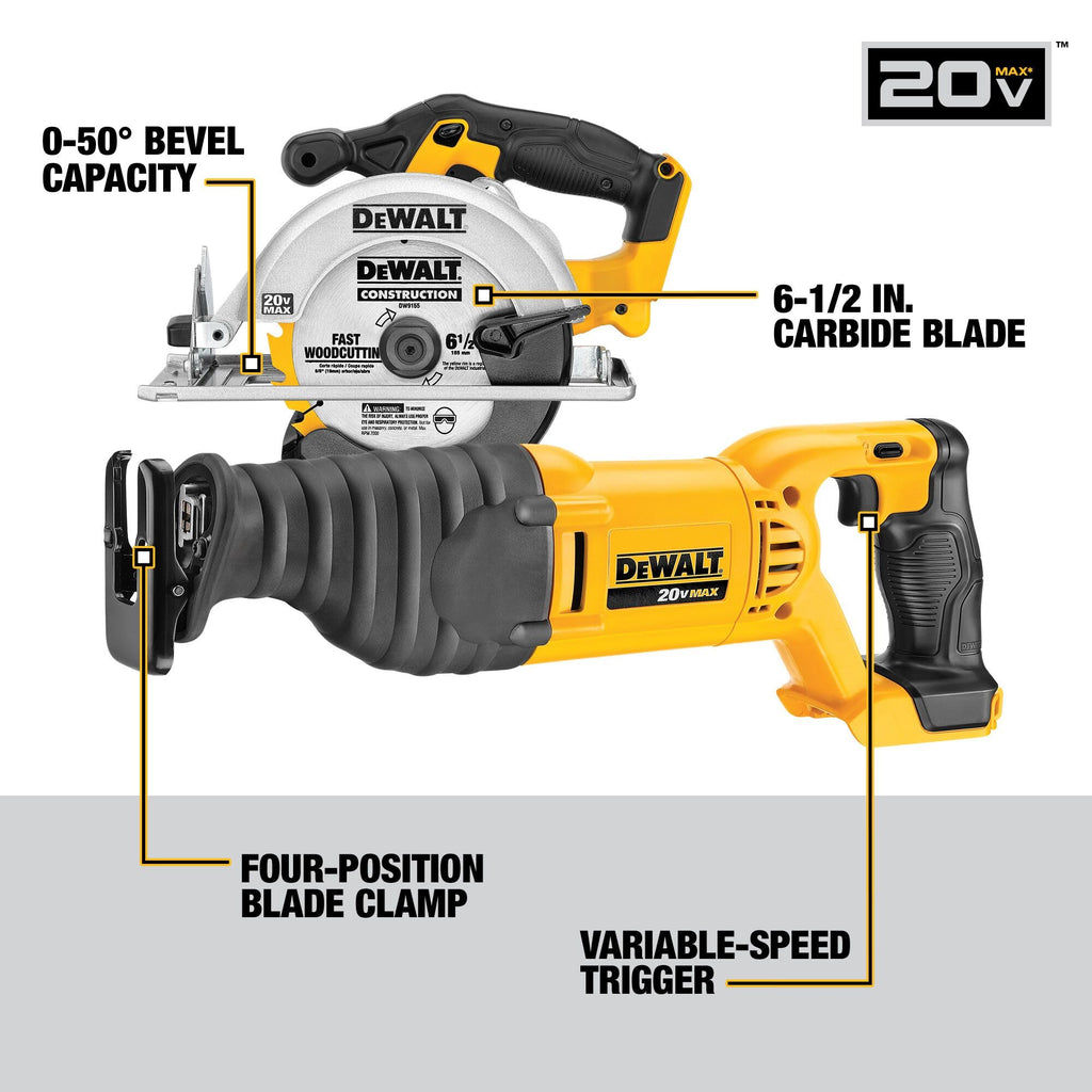 DEWALT 20V MAX 5Ah, Brushless 9 Power Tools with Battery, Charger, Drill, Impact Driver, Reciprocating Saw, Circular Saw, Oscillating Tool, Grinder, Orbit Sander, Impact Wrench, Flashlight (DCK921P1)