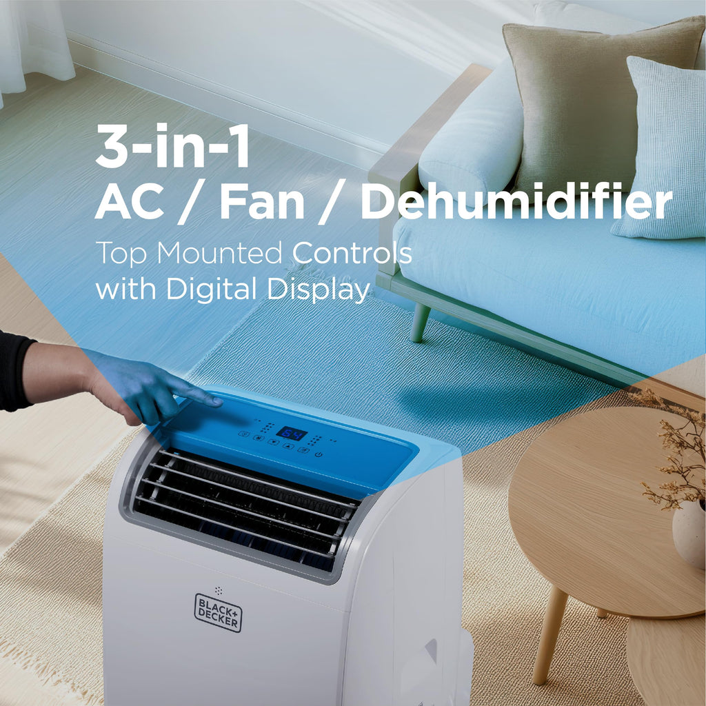BLACK+DECKER Portable Air Conditioner, 10,000 BTU, BPACT10WT, White