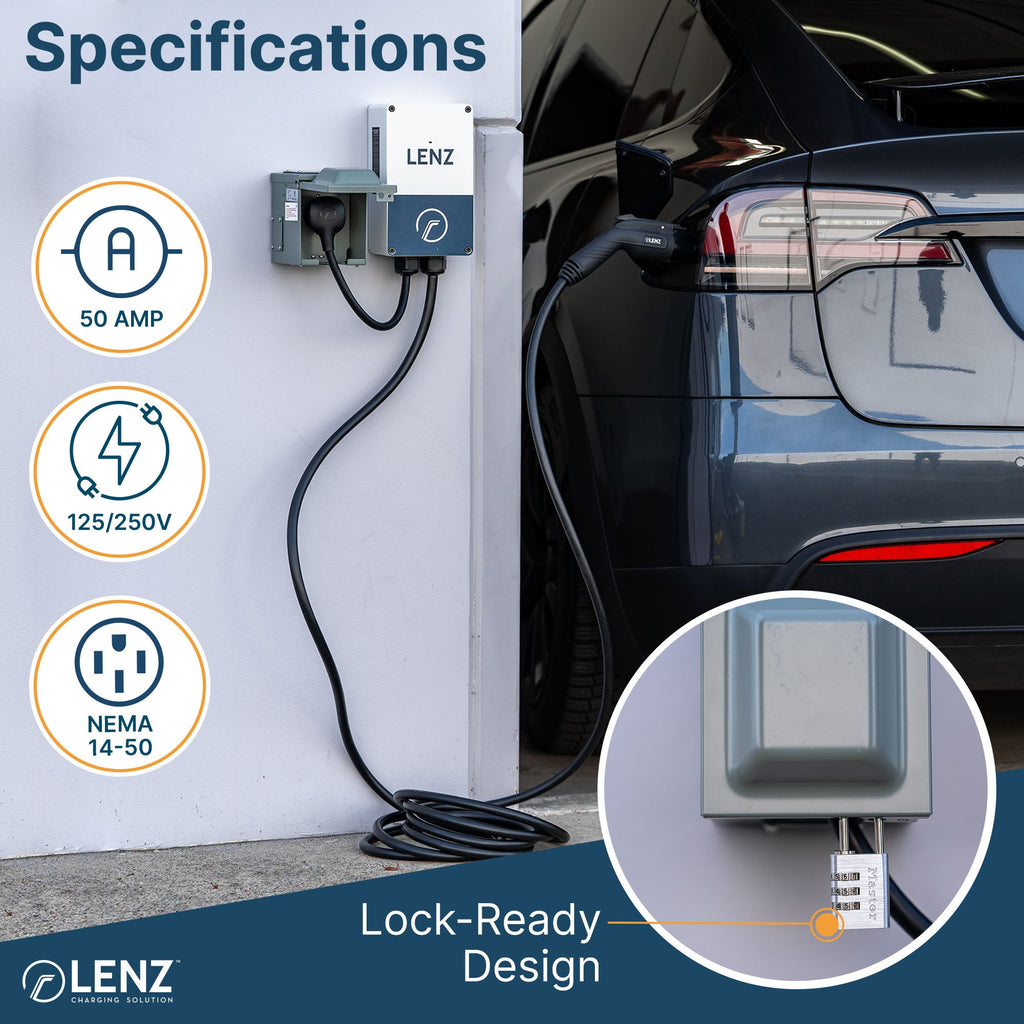 Heavy Duty 50A 14-50R Outlet (for continuous use) with Weatherproof Receptacle Box Bundle: LENZ Heavy Duty 50 Amp 14-50R UL-Compliant Receptacle Outlet + Weatherproof Lockable Receptacle Box + HD Coverplate