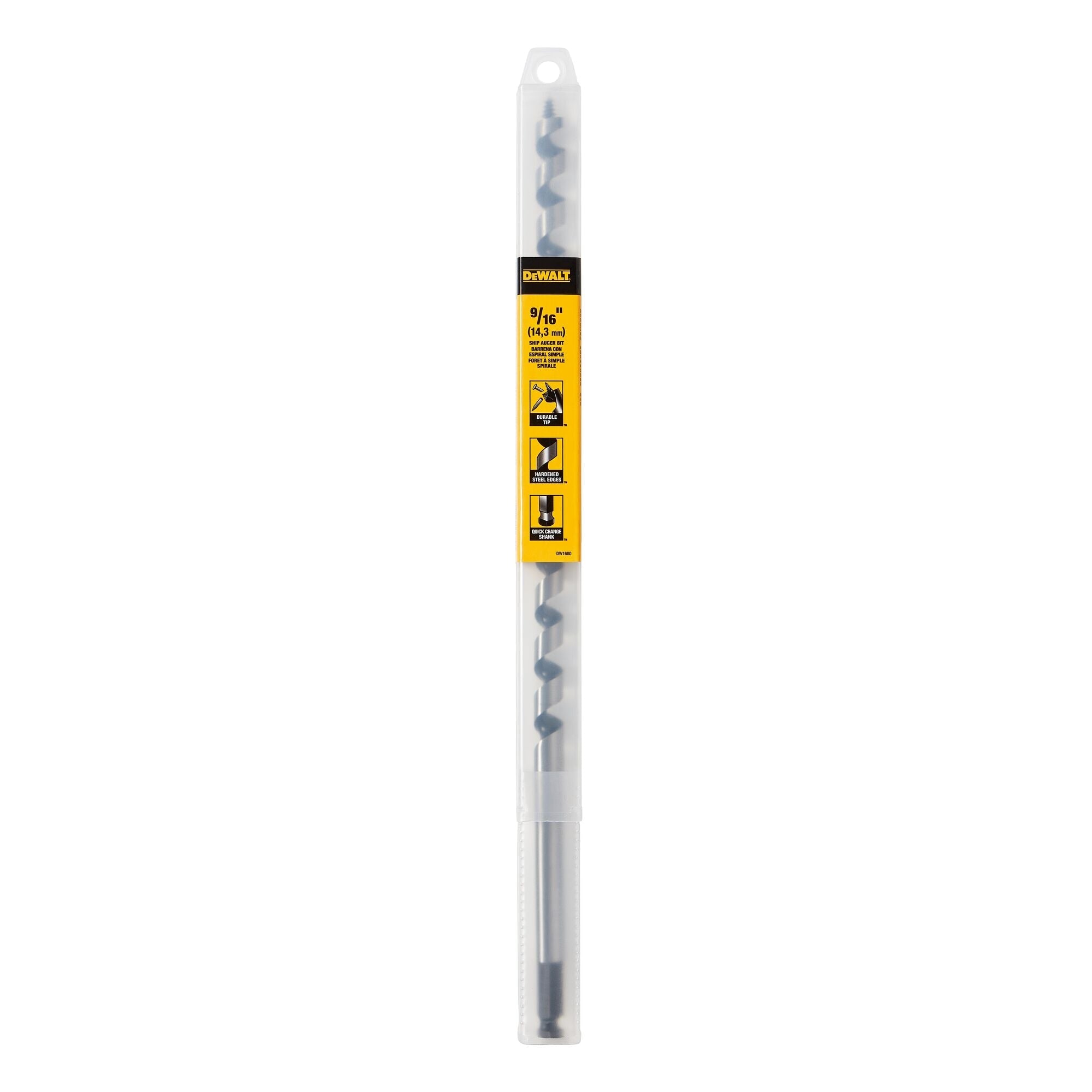 DeWalt DW1690 Drill Bit, Ship Auger, 1-1/4 Inch X 17 Inch