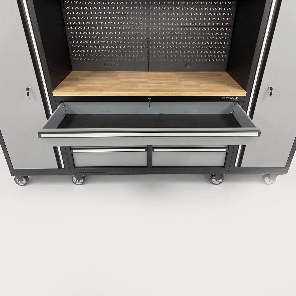 OCTOBER 100" Rolling Tool Chest Workstation with Bench Top & Side Cabinets