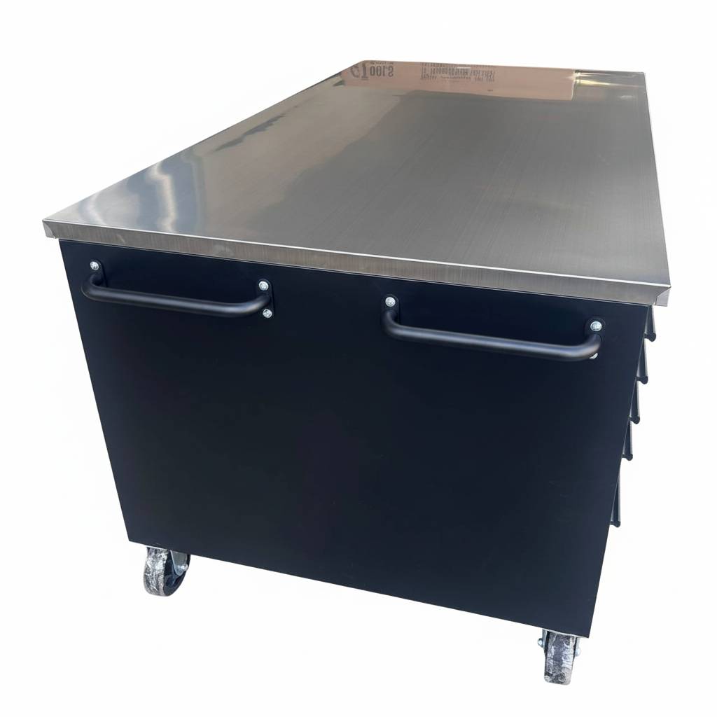 OCTOBER Large Steel 71x39" Garage Island Workbench – Stainless Steel Top