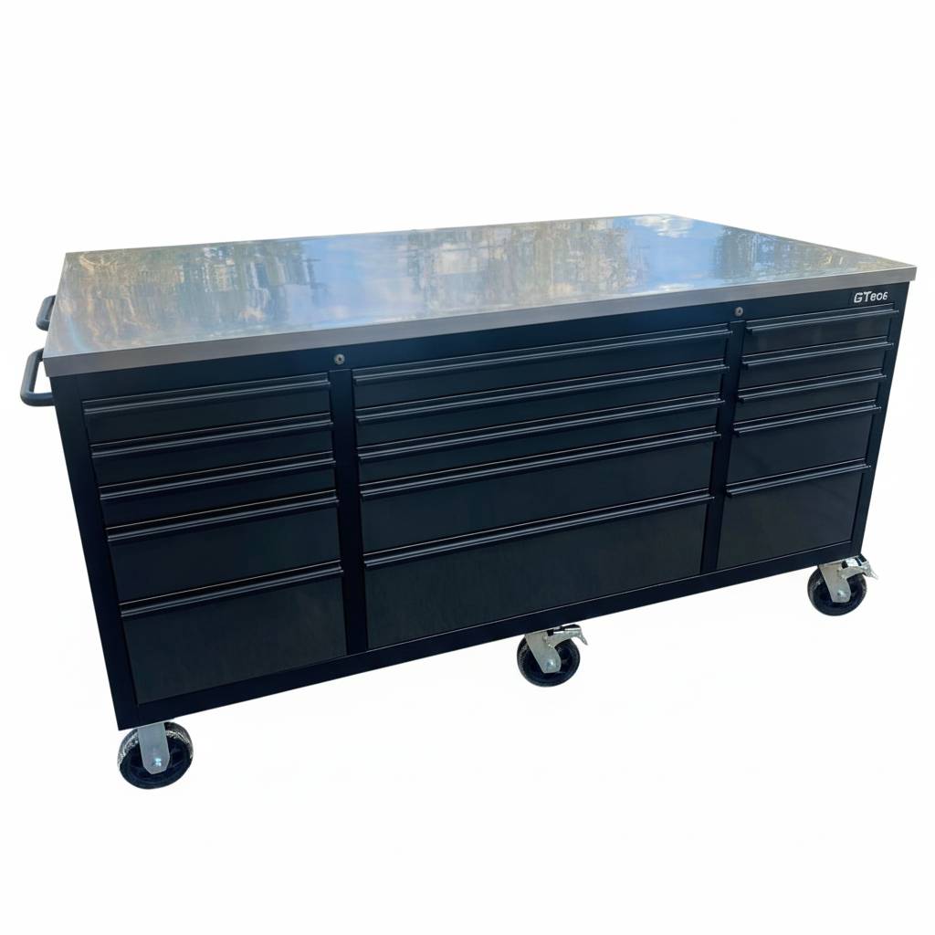 OCTOBER Large Steel 71x39" Garage Island Workbench – Stainless Steel Top