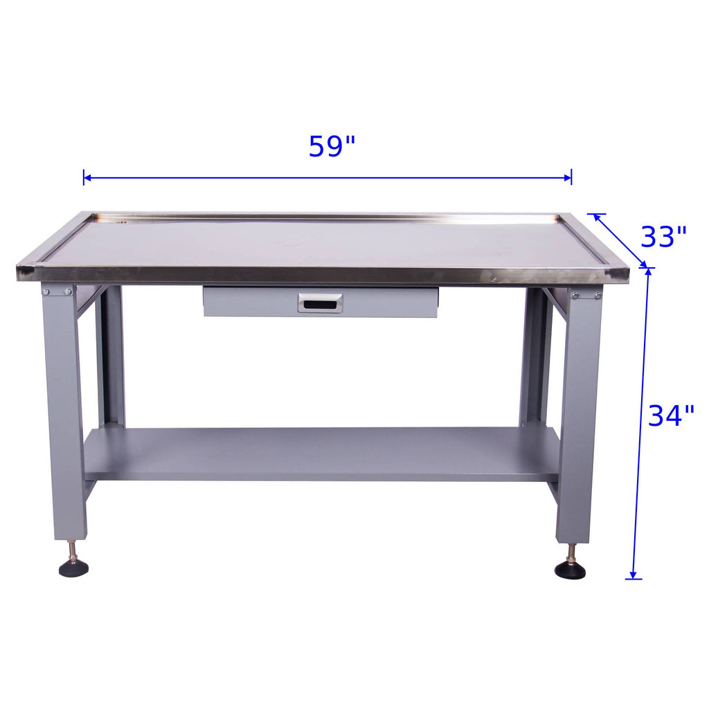 59" Stainless Steel Machine Teardown Table with Drain Hole