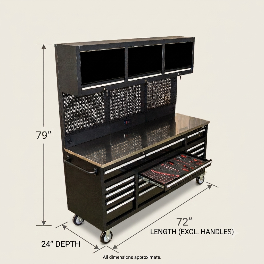 OCTOBER Overhead Pro Special Edition HD 72x79x25 inch Rolling Tool Chest and Workbench