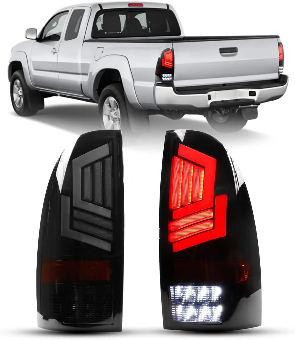 1 Pair LED Tail Lights for 2005-2015 Toyota Tacoma,Sequential Turn Signal Rear Lights,Black Matte & Smoked Lens