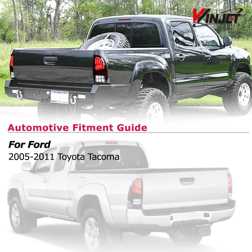1 Pair LED Tail Lights for 2005-2015 Toyota Tacoma,Sequential Turn Signal Rear Lights,Black Matte & Smoked Lens