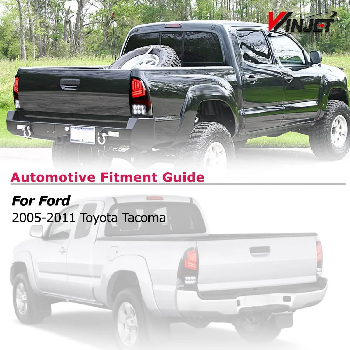 1 Pair LED Tail Lights for 2005-2015 Toyota Tacoma,Sequential Turn Signal Rear Lights,Black Matte & Smoked Lens