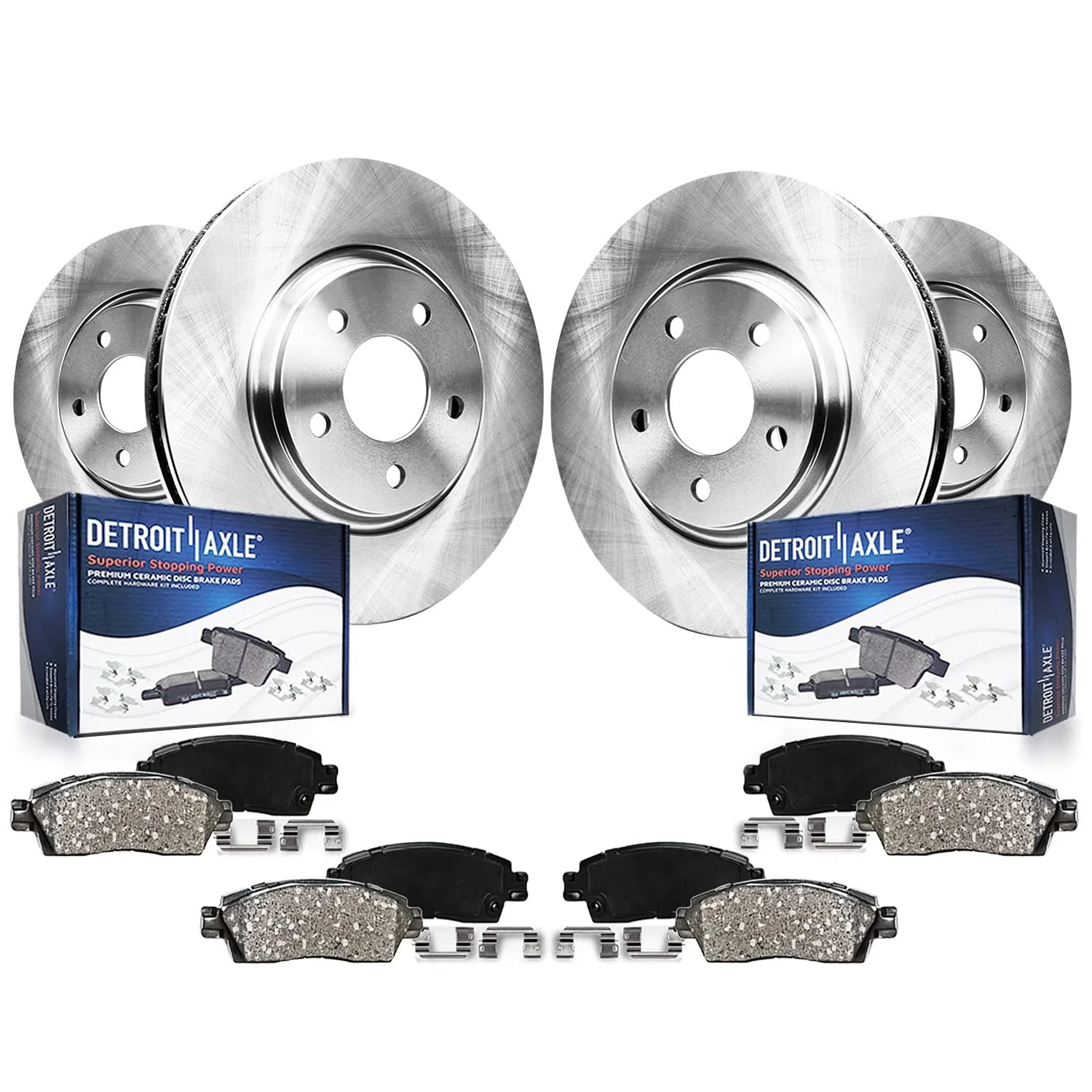 Detroit Axle - 13.6" (345mm) Front and 12.6" (320mm) Rear Disc Brake Rotors + Ceramic Brake Pads Replacement for Dodge Charger Challenger Magnum 300 - 8pc Set