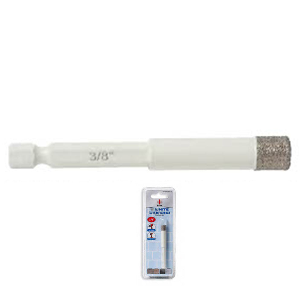 7/8” ITM White Diamond Tile Bit 1/4 in. Hex Impact Shank OAL 2 3/4 in. Drilling-1 1/4 in.