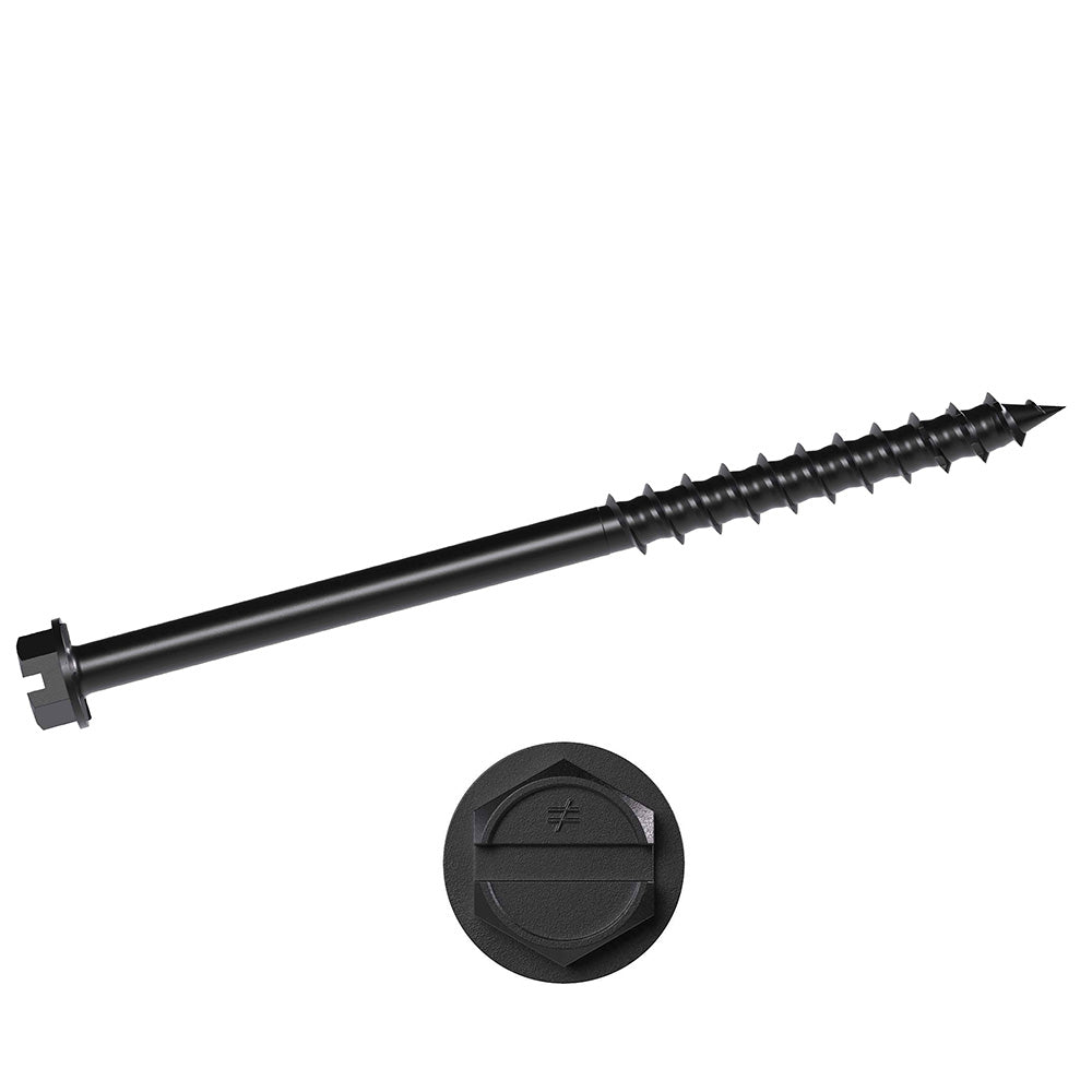 1/4 x 2 3/4 Simpson Hex Head Titen Turbo™ Concrete and Masonry Screw Anchor Zinc Plated w/ Ceramic Coat Black (5/16 in. Hex) - Box (100)