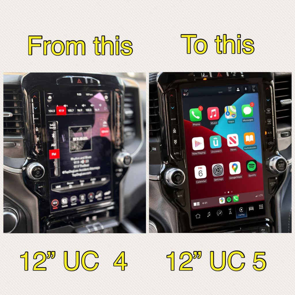 2019–2024 Ram 2500/3500 Uconnect 5 12-Inch Screen Upgrade Kit UBQ – Wireless Apple CarPlay & Android Auto